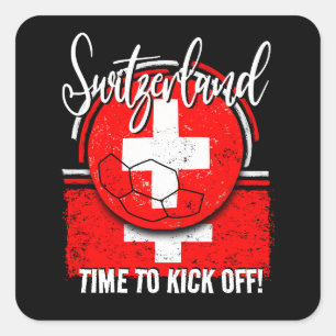 Sticker Carré Football Suisse Drapeau, Équipe d'Europe suisse
