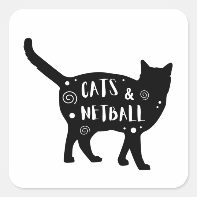 Sticker Carré For the person who loves cats AND netball (Devant)