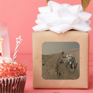 Sticker Carré Forage de Mars Curiosity Paysage Martien Rouge