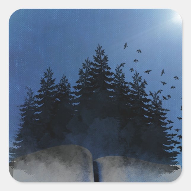 Sticker Carré Forêt de livres ouverts (Devant)