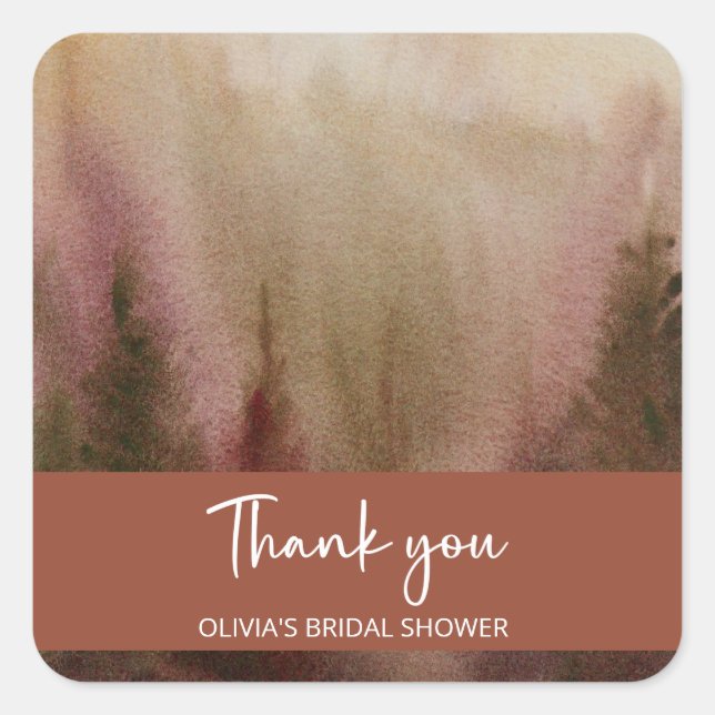 Sticker Carré Forêt de terracotta à l'aquarelle d'automne pour u (Devant)