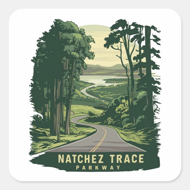 Sticker Carré Forêt Mississippi de Natchez Trace Parkway (Devant)