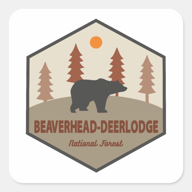 Sticker Carré Forêt nationale de Beaverhead-Deerlodge Montana Be (Devant)
