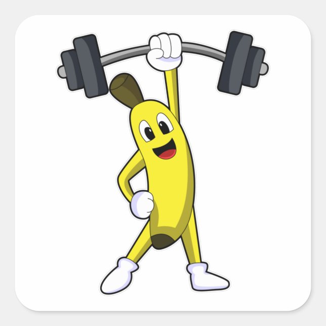Sticker Carré Formation Banana at Strength avec Barbell (Devant)