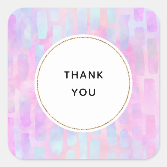 Sticker Carré Formes rectangulaires bleues sur Merci rose (Devant)
