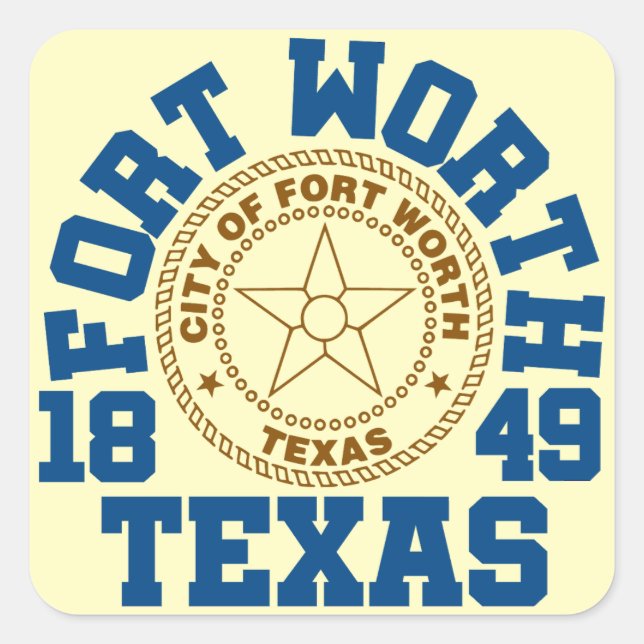 Sticker Carré Fort Worth, Texas (Devant)