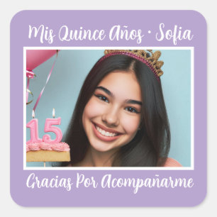 Sticker Carré Foto Nombre Mis Quince Gracias