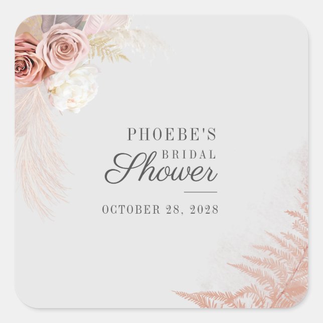 Sticker Carré Fougère de Pampas pour Réception de Mariage Terrac (Devant)