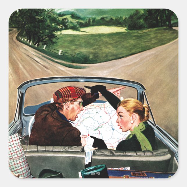 Sticker Carré Fourche sur la route (Devant)