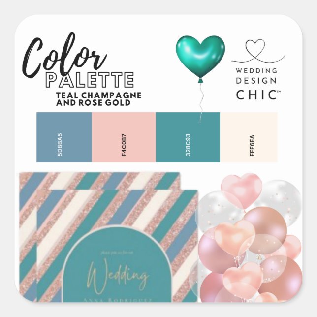 Sticker Carré Fournisseur de 20 couleurs Palette Turquoise Rose  (Devant)