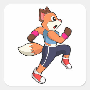 Sticker Carré Fox à Running