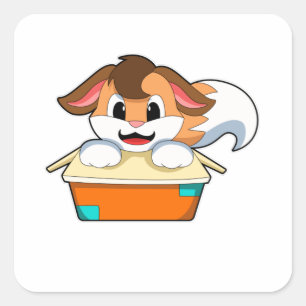 Sticker Carré Fox avec boîte