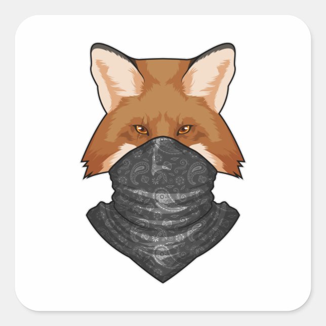 Sticker Carré Fox en bandit avec Kerchief (Devant)