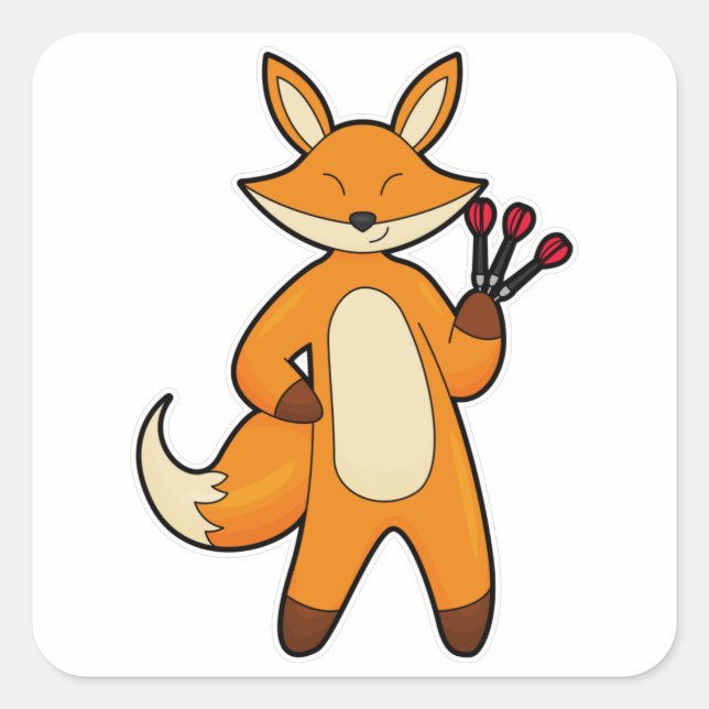Sticker Carré Fox en Dart player avec Darts (Devant)