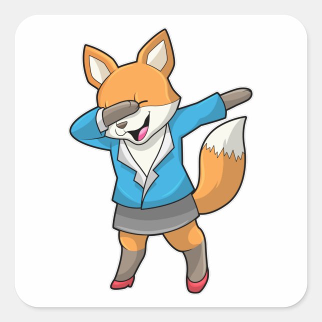 Sticker Carré Fox en tant que secrétaire chez Hip hop Dance (Devant)