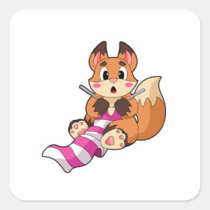Sticker Carré Fox with Scarf