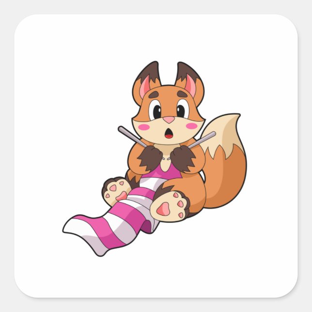 Sticker Carré Fox with Scarf (Devant)