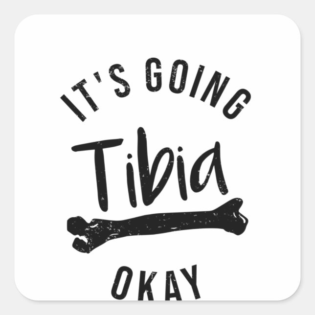 Sticker Carré Fracture osseuse Tibia Blessure Jambe cassée (Devant)