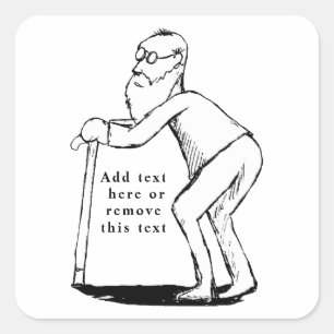 Sticker Carré Fragile Vieux avec croquis de canne