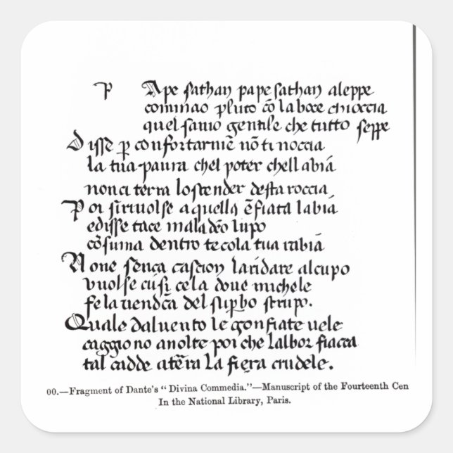 Sticker Carré Fragment de la Divina Commedia de Dante (Devant)