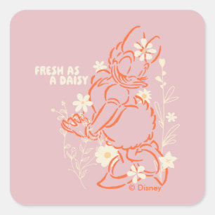Sticker Carré Frais comme une marguerite graphique floral minima