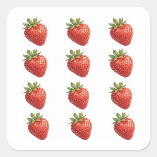 Sticker Carré Fraise 