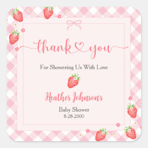 Sticker Carré Fraise Berry Sweet Baby Girl Baby shower