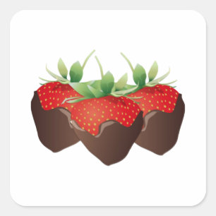 Sticker Carré Fraise de chocolat
