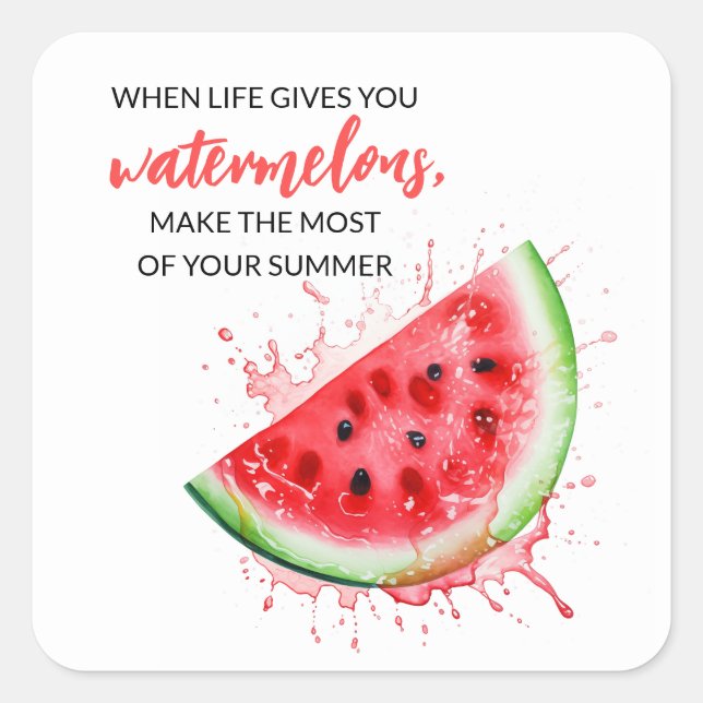 Sticker Carré Fraise juteuse tendance Design été Motivationnel (Devant)