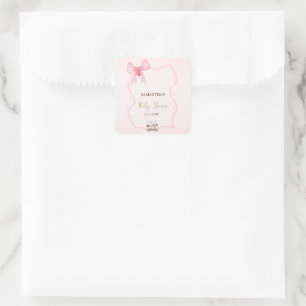 Sticker Carré Fraise, Oie, Cadre à Nœud Papillon à Points Bébé S