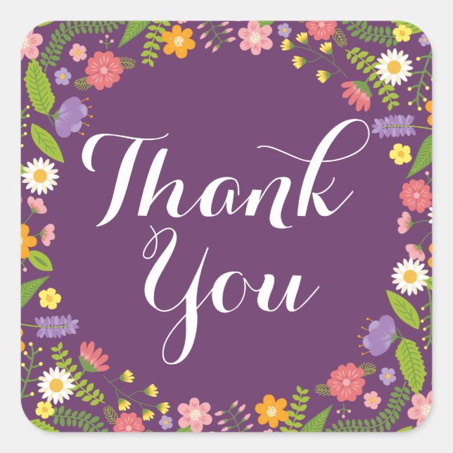 Sticker Carré Frame Florale en fleurs Mariage rustique du jardin (Devant)