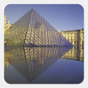 Sticker Carré FRANCE, Paris Reflet, Pyramide. Le Louvre