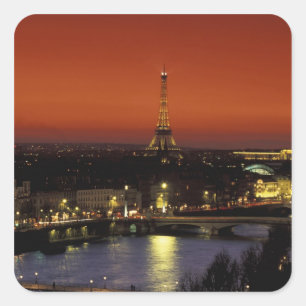 Sticker Carré France, Paris Vue du coucher de soleil sur la Tour