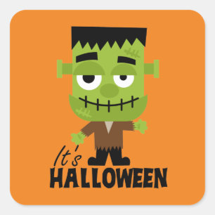 Sticker Carré Frankenstein C'est Halloween