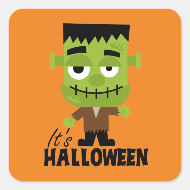 Sticker Carré Frankenstein C'est Halloween (Devant)