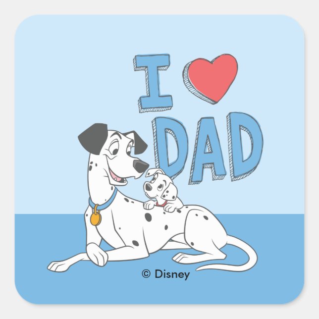 Sticker Carré Freckles & Pongo - I Love Papa (Devant)