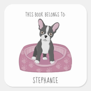 Sticker Carré French Bulldog Ce livre appartient à