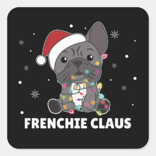 Sticker Carré French Bulldog jeu de Noël FRENCHIE CLAUS Carré