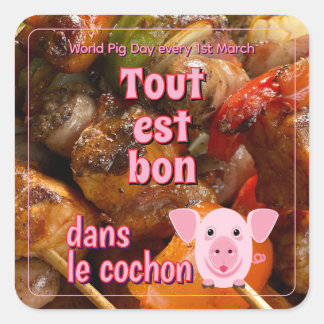 Sticker Carré French proverb about pigs