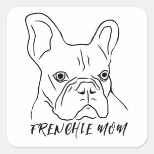 Sticker Carré Frenchie Maman Française Dessinée À La Main Visage