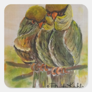 Sticker Carré Frida Kahlo a peint des oiseaux