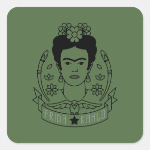 Sticker Carré Frida Kahlo   Héroïne
