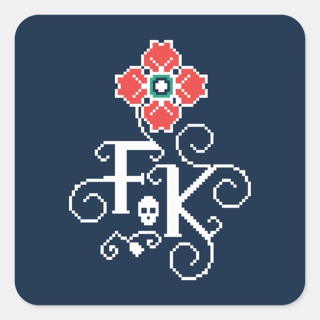 Sticker Carré Frida Kahlo | Hommage Floral (Devant)
