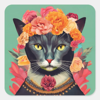 Sticker Carré Frida le chat