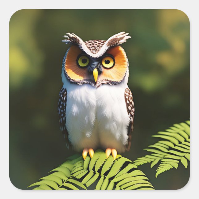 Sticker Carré "Frieda the Screech Owl : A Nocturnal Beauty" (Devant)