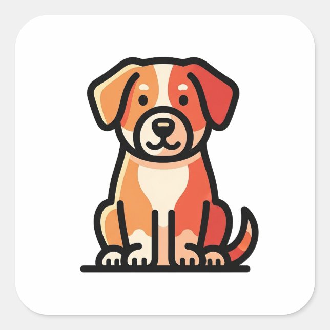 Sticker Carré Friendly Modern Dog Illustration (Devant)