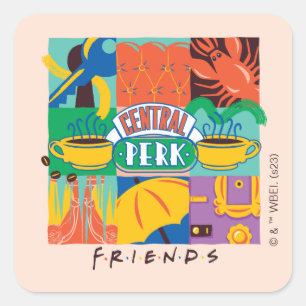 Sticker Carré FRIENDS™ Central Perk Graphique Vibrant