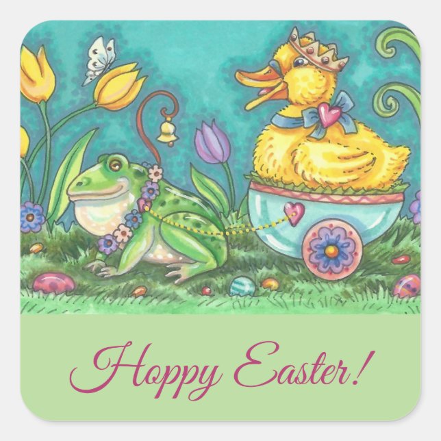 Sticker Carré FROG & DUCK EASTER EGG, CUTE STICKKERS Sheet (Devant)