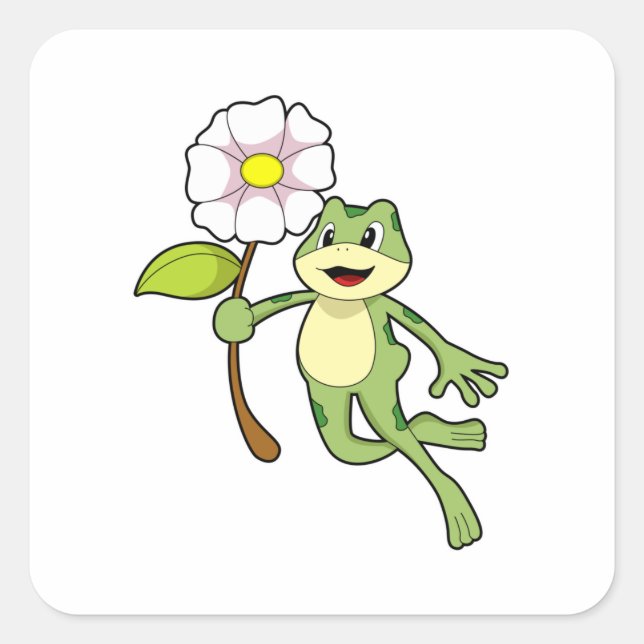 Sticker Carré Frog with Flower. (Devant)
