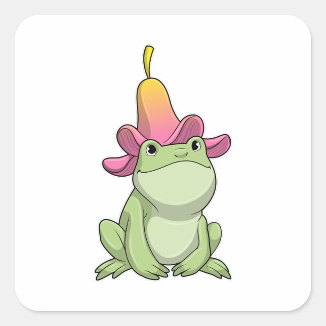 Sticker Carré Frog with Plumeria (Devant)